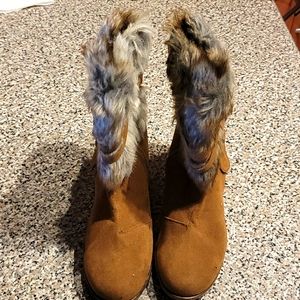 Short Brown Wedge Booties